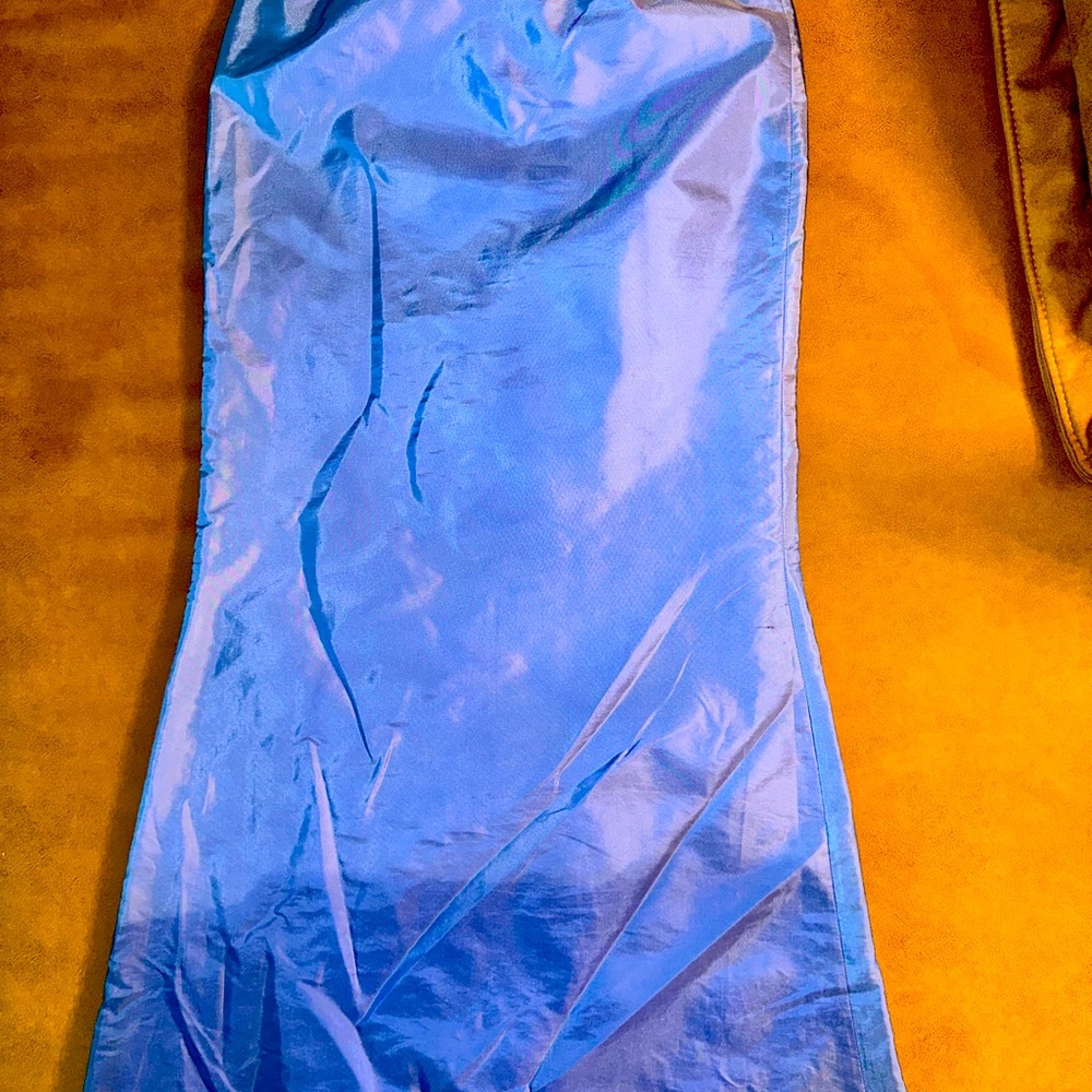 ABS long blue shiny formal skirt